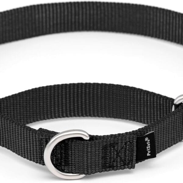 PetSafe Martingale Dog Collar with Quick Snap Buckle - No Pull Dog Collar for Walking Control - Gentle Correction - Durable Nylon Material - Adjustable No-Slip Collar - Black - Medium - 1 Inch Wide