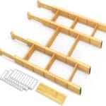SpaceAid Bamboo Drawer Dividers with Inserts and Labels, Kitchen Adjustable Drawer Organizers, Expandable Organization for Home, Office, Dressers, 4 Dividers with 9 Inserts (17"-22" Natural)