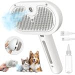 Cat Steam Brush for Shedding, 3 In 1 Steam Pet Brush Self Cleaning, Dog Brush for Long and Short Hair Dogs and Cats, Pet Grooming Comb Remove Tangled Loose Hair, Type-C Fast Charging (White)