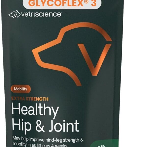 VetriScience Extra Strength Healthy Hip & Joint Chews, GlycoFlex 3, Glucosamine, Green-Lipped Mussel, Joint Support Supplement for Dogs, Promote Mobility & Soothe Joint Discomfort, Chicken, 120 Count