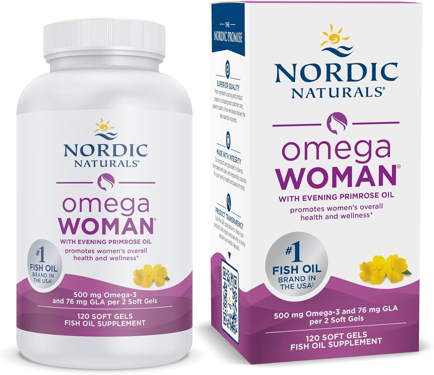 Nordic Naturals Omega Woman, Lemon 120 Soft Gels 500 Mg Omega 3 + 800 Mg Evening Primrose Oil Healthy Skin & Optimal Wellness Non GMO 60 Servings Nordic Naturals Omega Woman, Lemon - 120 Soft Gels - 500 mg Omega-3 + 800 mg Evening Primrose Oil - Healthy Skin & Optimal Wellness - Non-GMO - 60 Servings
