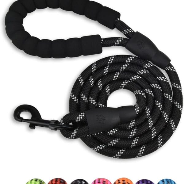 5/6 FT Strong Pet Dog Leash with Soft Padded Handle,Highly Reflective Rope for Night Walking,360-Degree Rotating Metal Buckle Without Tangles,Suitable for Small,Medium and Large Dogs.(5ft)