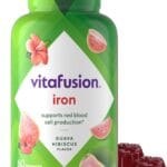 Vitafusion Iron Gummy Vitamin Supplement, Supports Red Blood Cell Production*, Guava Hibiscus Flavor, 30 Servings, 60 Count