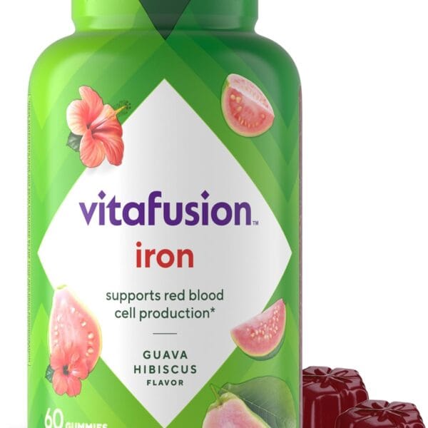 Vitafusion Iron Gummy Vitamin Supplement, Supports Red Blood Cell Production*, Guava Hibiscus Flavor, 30 Servings, 60 Count