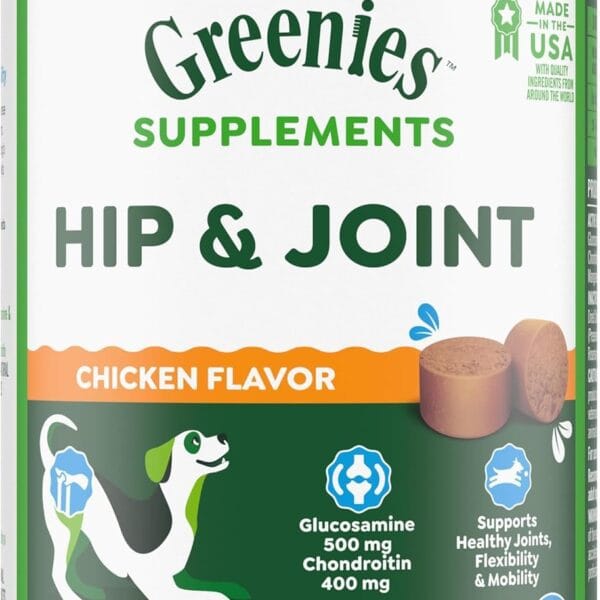Greenies Supplements Hip and Joint Supplements for Dogs, Chicken Flavor, 16.2 oz. 80-Count