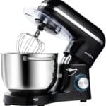 Aucma Stand Mixer,6.5-QT 660W 6-Speed Tilt-Head Food Mixer, Kitchen Electric Mixer with Dough Hook, Wire Whip & Beater (6.5QT, Black)