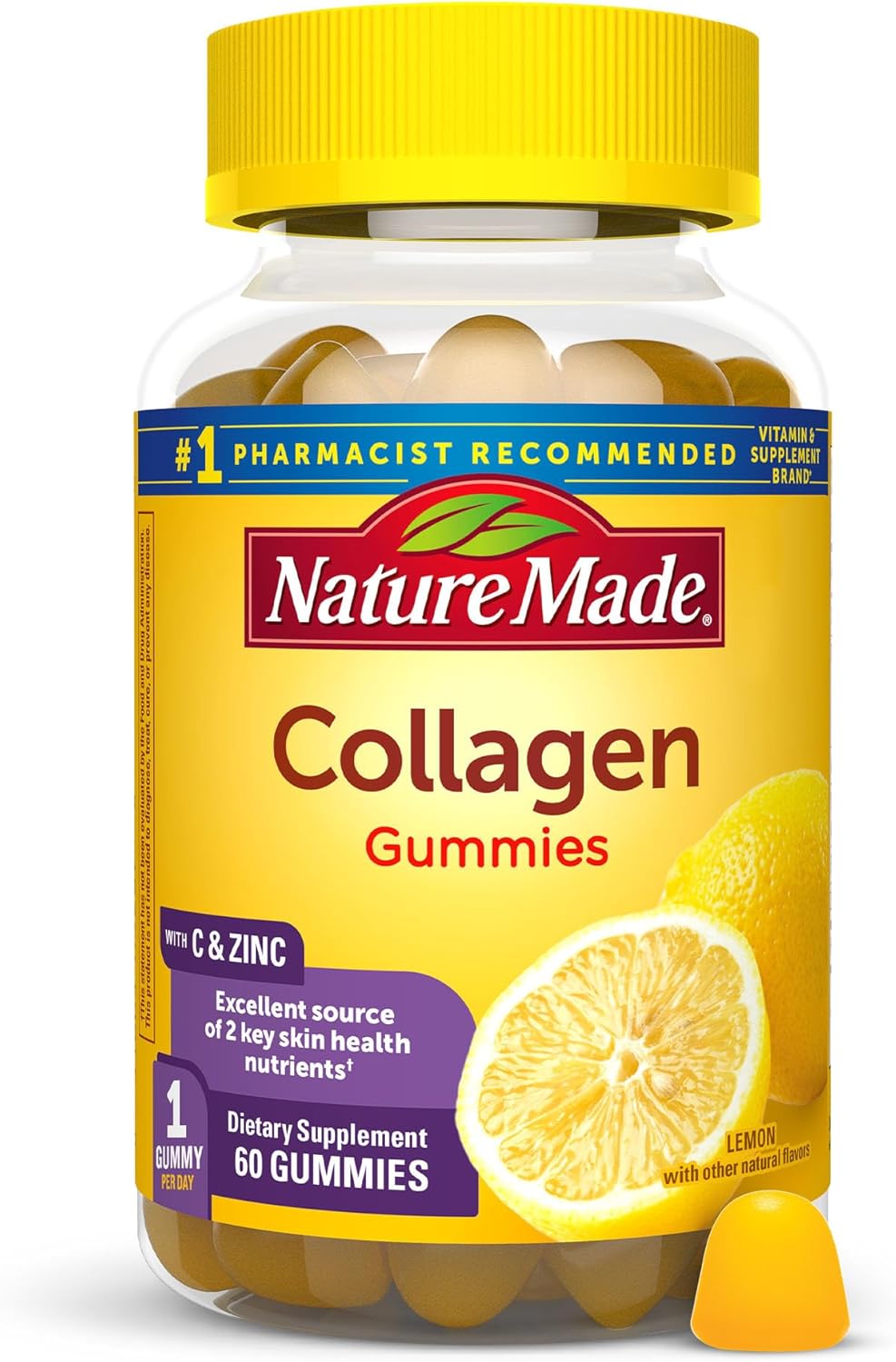 Nature Made Collagen Gummies With Vitamin C, Zinc And Biotin, Hydrolyzed Collagen Peptides Supplement For Healthy Skin Support, 60 Gummies, 60 Day Supply Nature Made Collagen Gummies with Vitamin C, Zinc and Biotin, Hydrolyzed Collagen Peptides Supplement for Healthy Skin Support, 60 Gummies, 60 Day Supply
