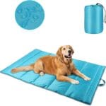 BWOGUE Large Outdoor Dog Bed, Portable Waterproof Camping Mat, Washable Travel Mat with Carry Bag for Medium and Large Dogs, 47"X27" (Blue)