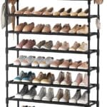 VTRIN 10 Tier Shoe Rack Tall Large Capacity 50 Pair Wide Shoe Organizer with Two Hooks Sturdy Metal Shoe Shelf for Entryway, Closet, Bedroom