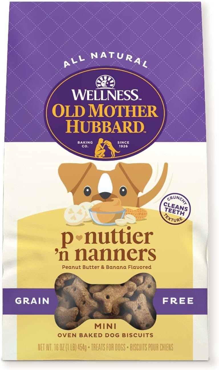 Old Mother Hubbard Wellness P-Nuttier 'N Nanners Dog Biscuits, Natural, Training Treats, Peanut Butter & Banana Flavor, Mini Size, (16 Ounce Bag)