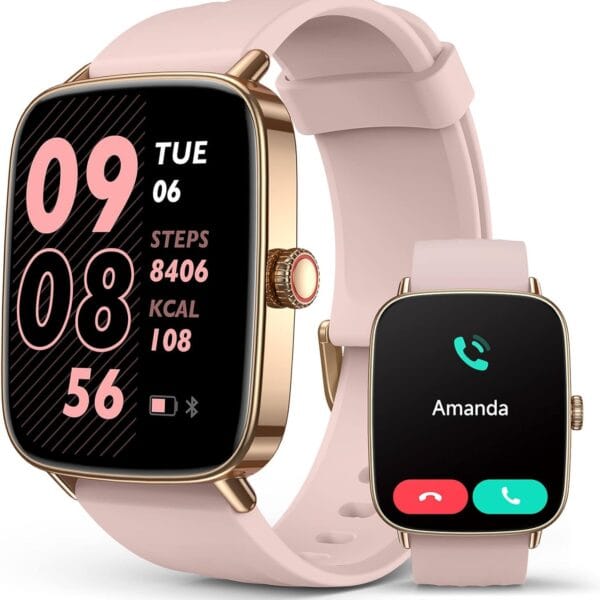 2025 Smart Watches for Women, 1.85" AI Voice Smartwatch, 24/7 Heart Rate Monitor, Stress/SpO2/Sleep Tracker, IP68 Waterproof, Weather, 100+ Sports Fitness Tracker for Android iOS Pink