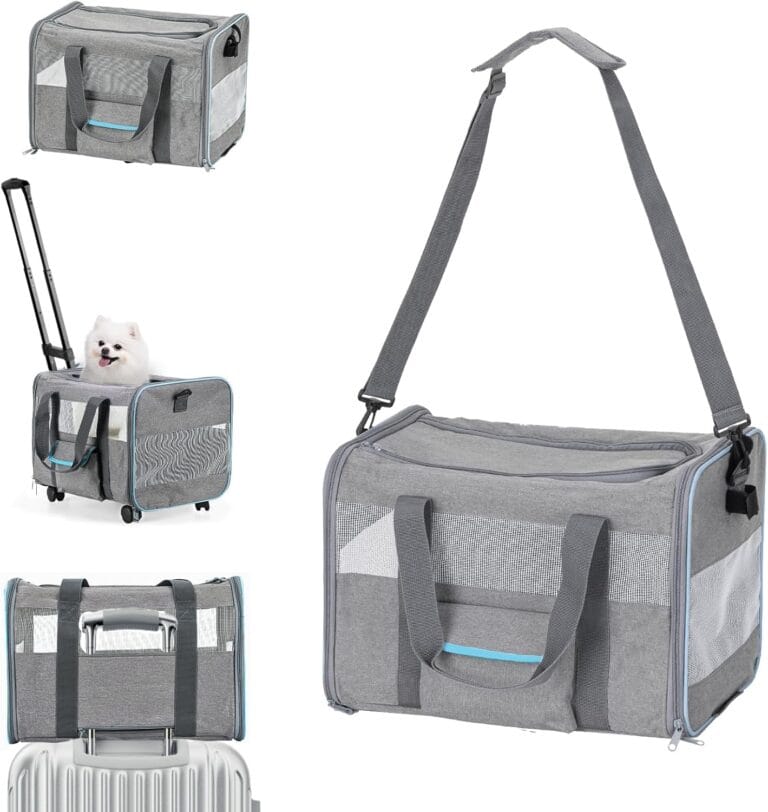 Pet Carrier for Small Pet, Cat Dog Carrier for Car Soft Sided Dog Rolling Crate Cat Travel Bag up to 20 Lbs