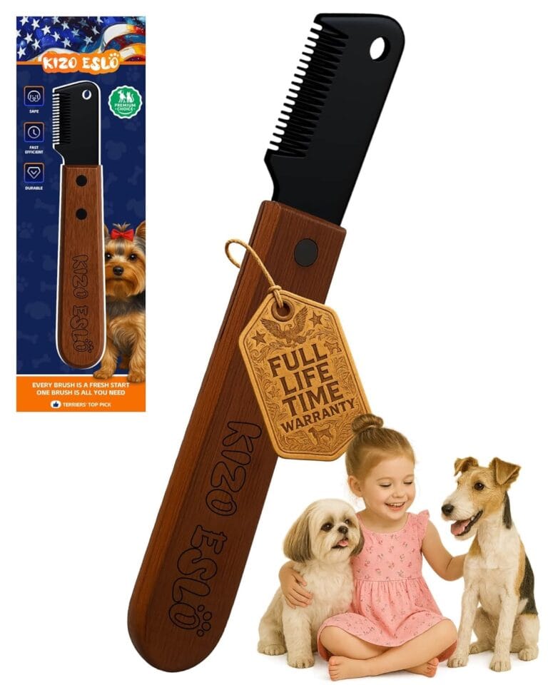 Stripping Knife for Dogs  Gentle Hand Stripping & Carding Knife for Terriers & Double-Coated Breeds, Solid Sapele Hardwood & Black Oxide Stainless Steel,Easy to Clean,Dog Grooming Tool(Right-Handed)