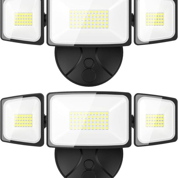 Onforu 2 Pack 60W Flood Lights Outdoor, 6000LM LED Flood Lighting Outdoor Switch Controlled, IP65 Waterproof Exterior Floodlight Fixture with 3 Adjustable Heads, 6500K Security Light for Garage Yard