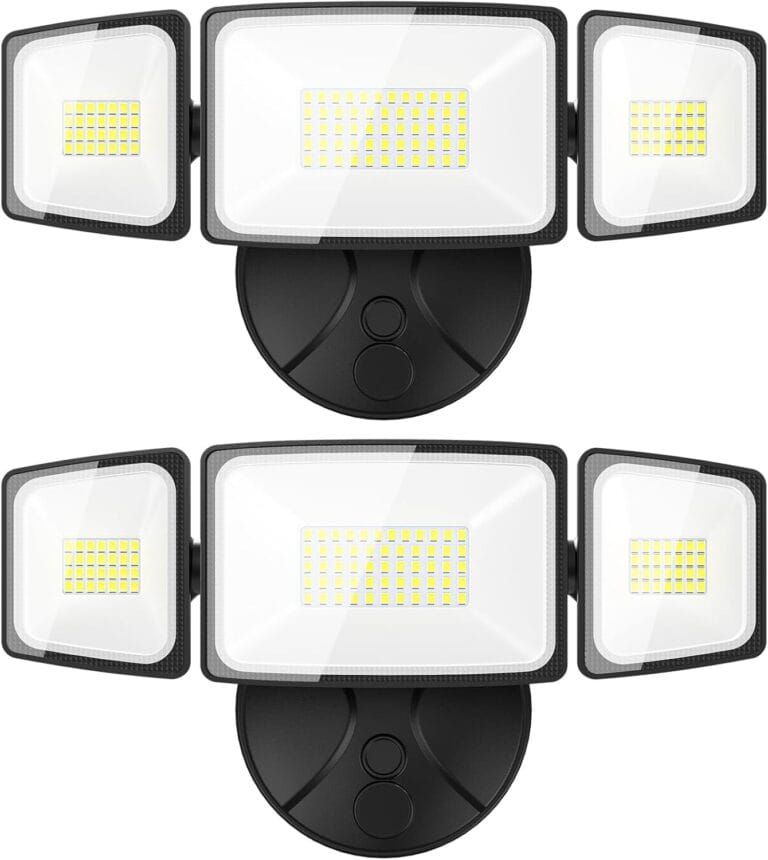 Onforu 2 Pack 60W Flood Lights Outdoor, 6000LM LED Flood Lighting Outdoor Switch Controlled, IP65 Waterproof Exterior Floodlight Fixture with 3 Adjustable Heads, 6500K Security Light for Garage Yard