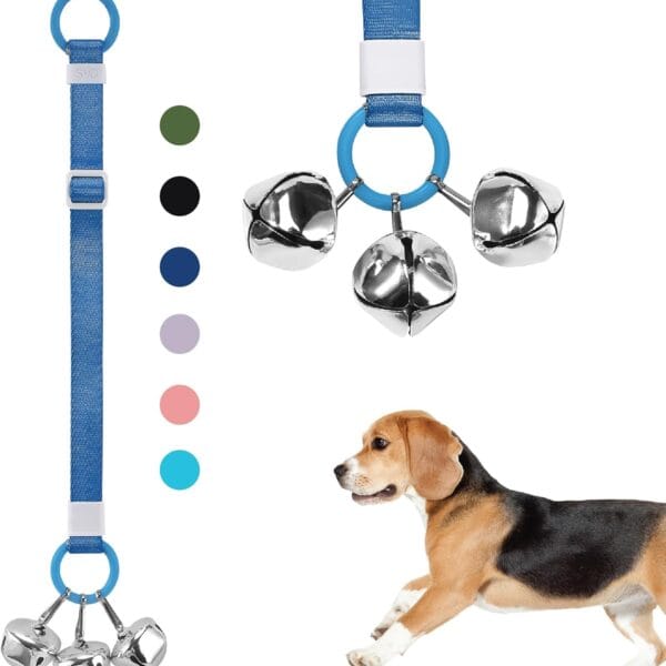 SVD.PET Dog Door Bell with Hanging Ring, Dog Bells to Go Outside for Potty Training, Can Attach to Door Knob or Anywhere Near The Door, Height Adjustable, Loud Jingle Bells for Puppies (Navy Blue)