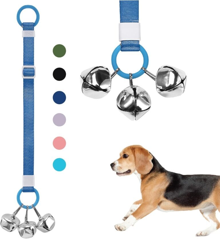SVD.PET Dog Door Bell with Hanging Ring, Dog Bells to Go Outside for Potty Training, Can Attach to Door Knob or Anywhere Near The Door, Height Adjustable, Loud Jingle Bells for Puppies (Navy Blue)