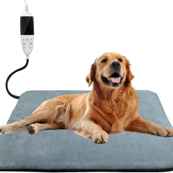 SmartTail 35.4 x 23.6 in Large Dog Heating Pad, Upgraded 12 Timer and Keep on Mode Heated Bed for Pet with Chew Resistant Cord Machine Washable and Adjustable Temperature