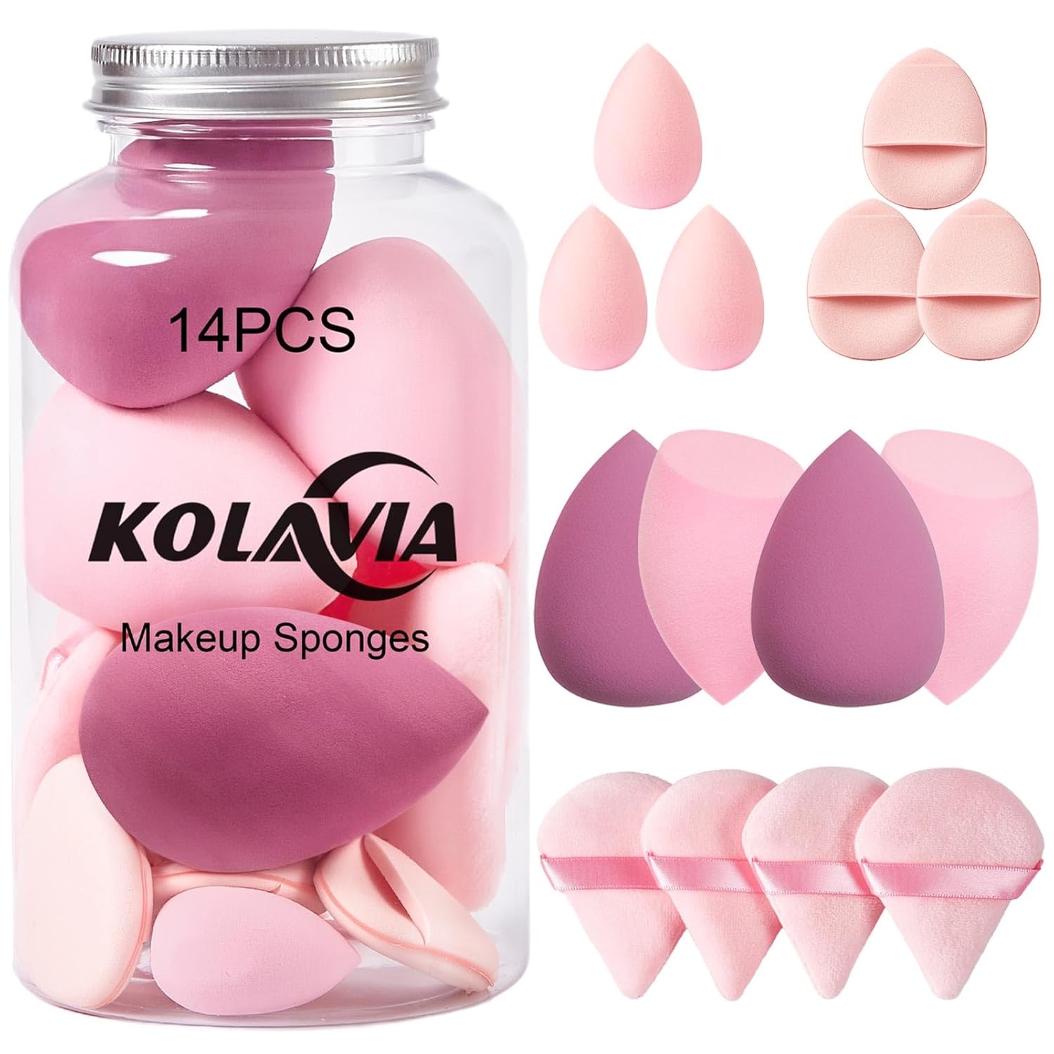 14PCS Makeup Sponge Set, Beauty Blender Sponge For Foundation Blending With 3PCS Mini Makeup Sponges & 4PCS Triangle Powder Puff, Soft Make Up Sponges For Face Cosmetic Applicator For Powder Liquid 14PCS Makeup Sponge Set, Beauty Blender Sponge for Foundation Blending with 3PCS Mini Makeup Sponges & 4PCS Triangle Powder Puff, Soft Make Up Sponges for Face Cosmetic Applicator for Powder Liquid
