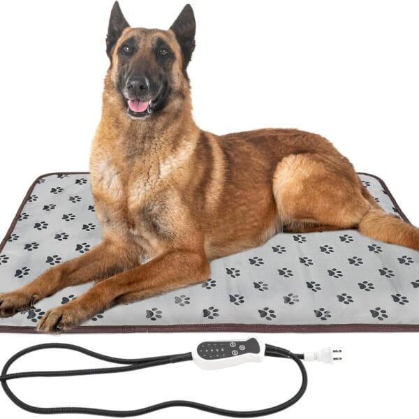 Pet Heating pad 34"x21" Large Dog cat Heating pad Heated ped beds Dogs House Heater Electric Warming pad for Puppies with Timer,Chew Resistant Cord,Easy Clean,Waterproof