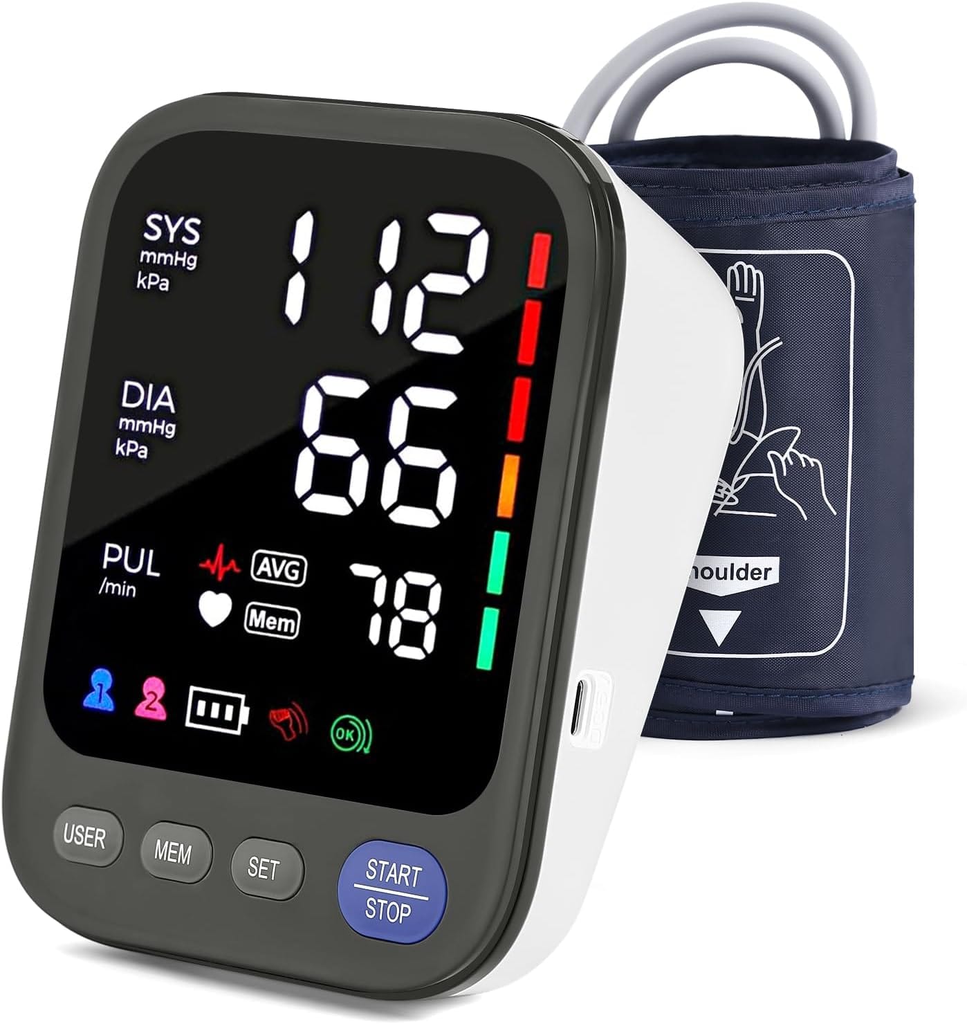 Blood Pressure Monitor, Automatic Digital Upper Arm Blood Pressure Machine With Adjustable Large Cuff, Hypertension Detector LED Display 2 Users 240 Sets Memory Blood Pressure Monitor, Automatic Digital Upper Arm Blood Pressure Machine with Adjustable Large Cuff, Hypertension Detector - LED Display 2 Users 240 Sets Memory
