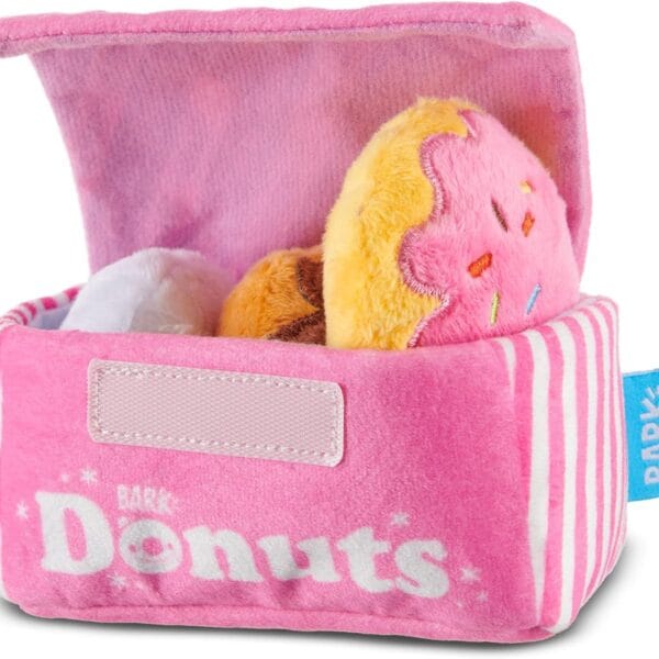 Barkbox Dog Toys Barkers Dozen Donuts Plush 4 in 1 Multi Part Interactive Dog Toy for Dogs & Puppies Small