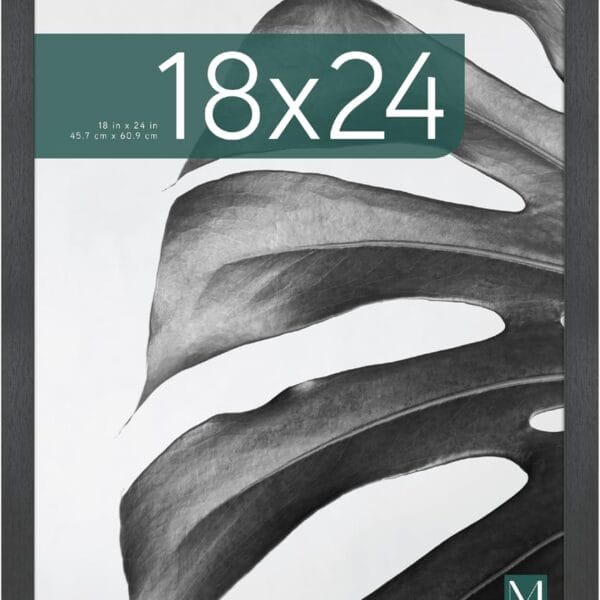 MCS Studio Gallery 18x24 Poster Frame Black Woodgrain, Vertical & Horizontal Wall Hanging Large Picture Frame for Photos, Posters & Art Prints (1-Pack)