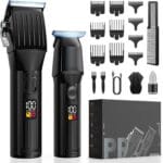 Professional Hair Clippers for Men Cordless Trimmers Kit with LED Display Electric Beard Trimmer for Kid Cordless Beards Trimmer Haircut Grooming Kit Gift for Men Women Barber Kids (Black)