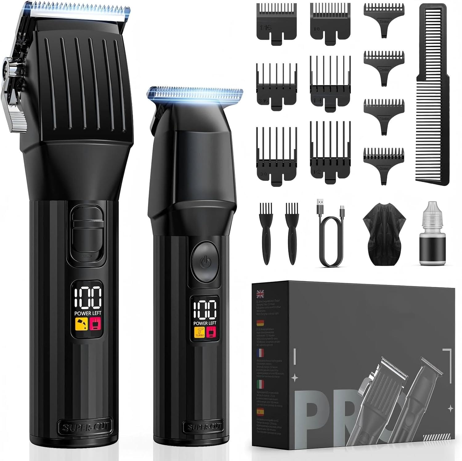 Professional Hair Clippers for Men Cordless Trimmers Kit with LED Display Electric Beard Trimmer for Kid Cordless Beards Trimmer Haircut Grooming Kit Gift for Men Women Barber Kids (Black) Professional Hair Clippers for Men Cordless Trimmers Kit with LED Display Electric Beard Trimmer for Kid Cordless Beards Trimmer Haircut Grooming Kit Gift for Men Women Barber Kids (Black)