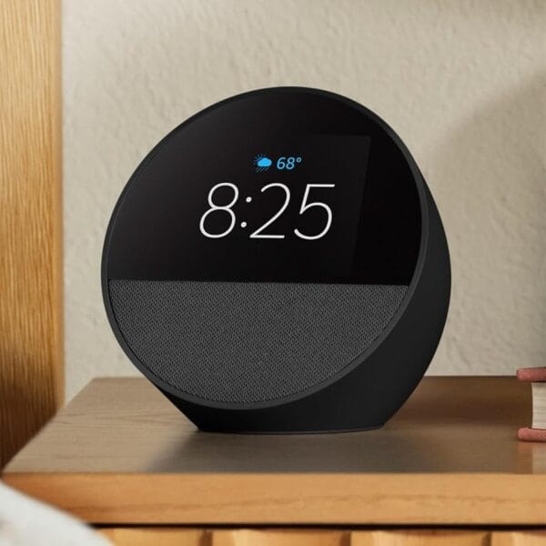 Amazon Echo Spot, Great for nightstands, offices and kitchens, Smart alarm clock with Alexa, Black
