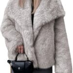 Cicy Bell Womens Faux Fur Coat Winter Shaggy Casual Oversized Lapel Jackets Warm Fuzzy Outerwear