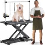 YITAHOME 50" Professional Electric Dog Grooming Table for Large Dog at Home, Heavy Duty Foldable Pet Dog Grooming Station w/Adjustable Arm, Dog Grooming Stand Table w/3 Nooses, Tool Organizer, Black