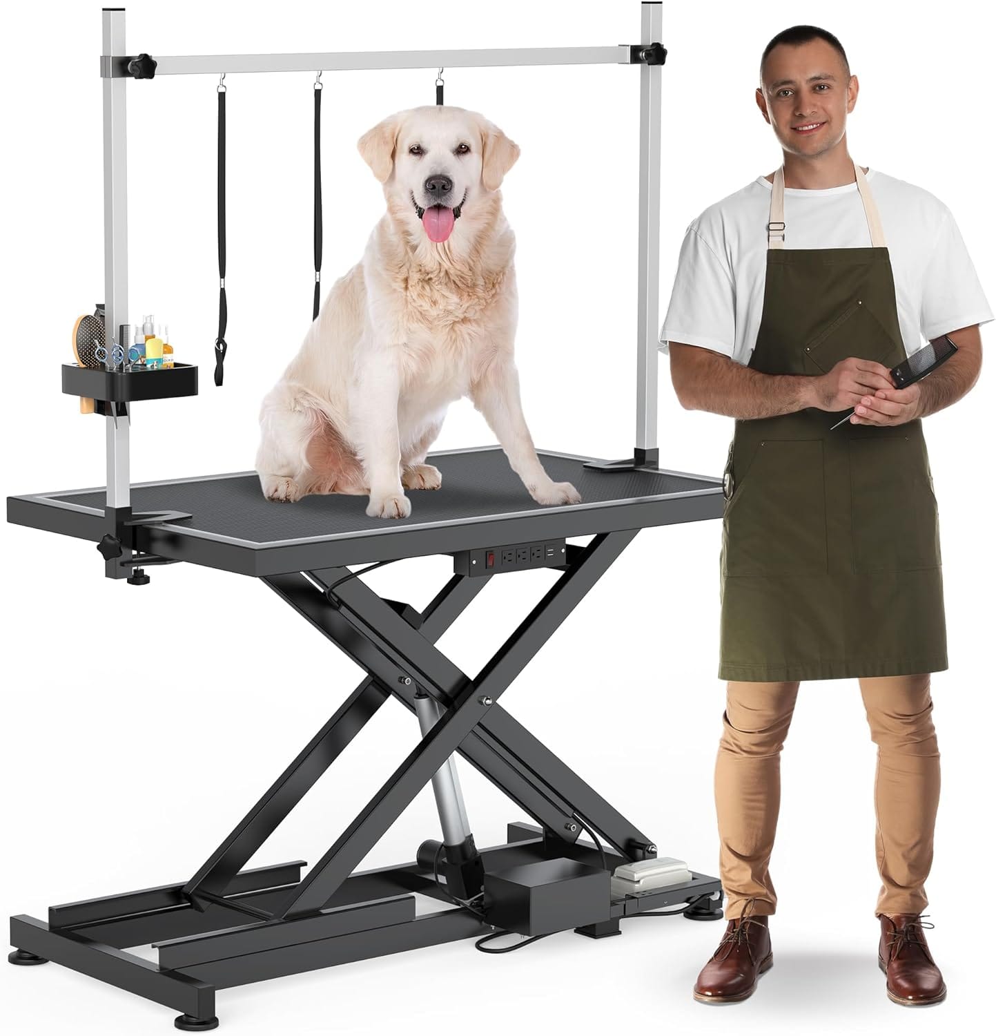 YITAHOME 50" Professional Electric Dog Grooming Table for Large Dog at Home, Heavy Duty Foldable Pet Dog Grooming Station w/Adjustable Arm, Dog Grooming Stand Table w/3 Nooses, Tool Organizer, Black YITAHOME 50" Professional Electric Dog Grooming Table for Large Dog at Home, Heavy Duty Foldable Pet Dog Grooming Station w/Adjustable Arm, Dog Grooming Stand Table w/3 Nooses, Tool Organizer, Black