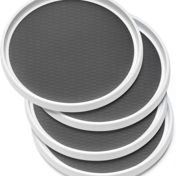 Set of 4, 10 Inch Non-Skid Lazy Susan Organizers - Turntable Rack for Cabinet, Pantry Organization and Storage, Kitchen, Fridge, Bathroom Makeup Vanity Countertop, Under Sink Organizing, Spice Rack