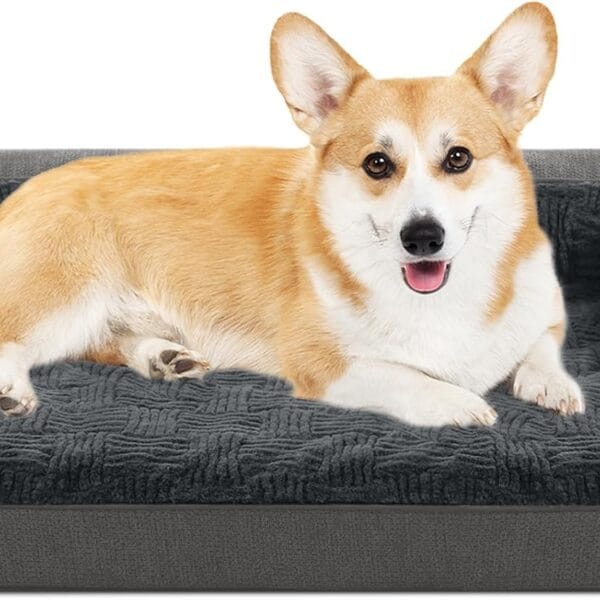 WINDRACING Dog Beds for Large,Medium Dogs,Orthopedic Dog Sofa Bed with Removable Washable Cover,Waterproof Egg Foam Pet Couch Bed& Furniture,36x23 Inch, Gray