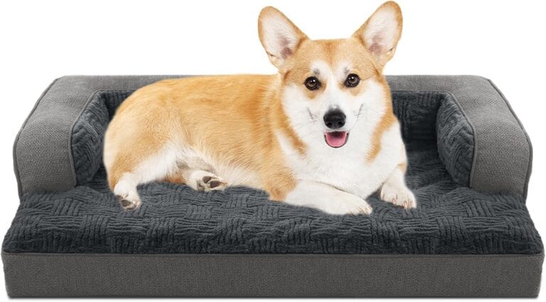 WINDRACING Dog Beds for Large,Medium Dogs,Orthopedic Dog Sofa Bed with Removable Washable Cover,Waterproof Egg Foam Pet Couch Bed& Furniture,36x23 Inch, Gray