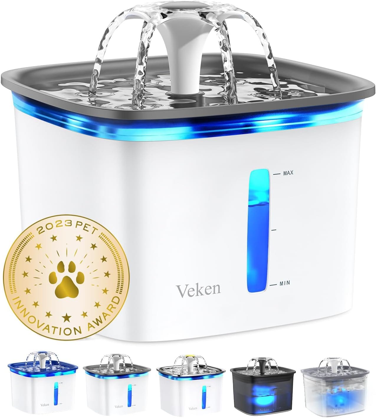 Veken Innovation Award Winner 95oz/2.8L Pet Fountain, Automatic Cat Water Fountain Dog Water Dispenser With Replacement Filters, Gifts For Christmas, Cats, Dogs, Multiple Pets (Grey, Plastic) Veken Innovation Award Winner 95oz/2.8L Pet Fountain, Automatic Cat Water Fountain Dog Water Dispenser with Replacement Filters, Gifts for Christmas, Cats, Dogs, Multiple Pets (Grey, Plastic)