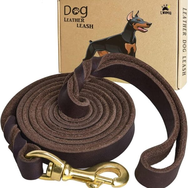 LWBMG Leather Dog Leash 6ft x 3/4 inch, Heavy Duty Genuine Leather Braided Dog Training Leash, Soft and Strong Pet Lead for Large, Medium, Small Dogs