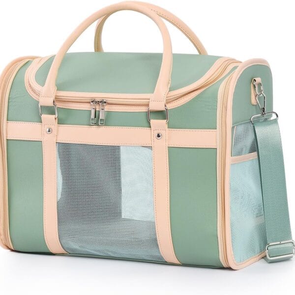 Airline Approved Pet Carrier Backpack, Waterproof PU Foldable Design with Light-Blocking Ventilation, TSA-Compliant Travel Bag for Cats & Small Dogs – Easy Hose Wash & 360° Breathable Mesh