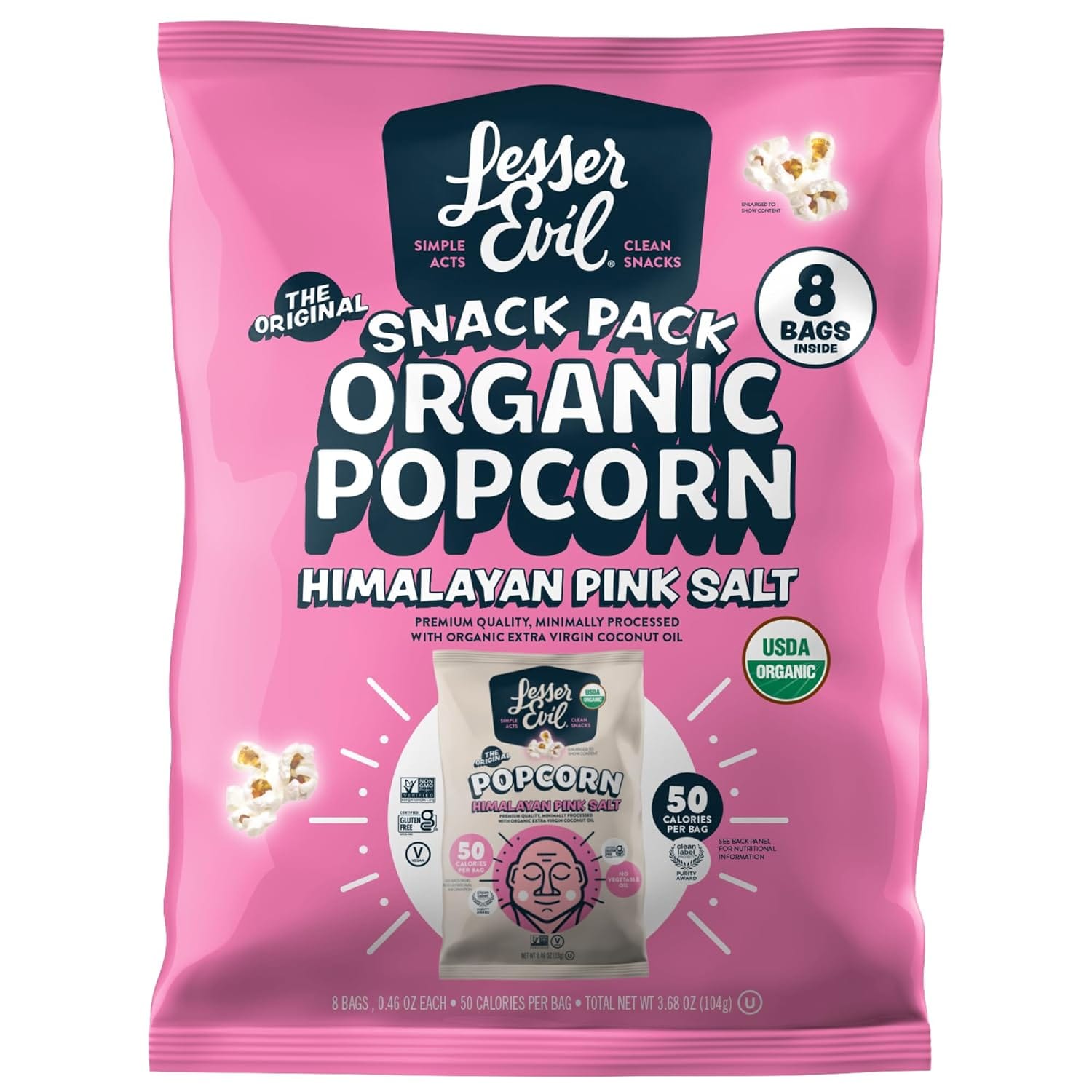 Lesser Evil Buddha Bowl Organic Popcorn Himalayan Pink 8 Pack(s) Lesser Evil - Buddha Bowl Organic Popcorn Himalayan Pink - 8 Pack(s)