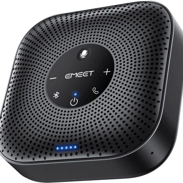EMEET Conference Speakerphone M0 Plus, 4 AI Mics 360 Voice Pickup, Noise Reduction, USB C Speaker, Bluetooth Conference Speaker for 8 People w/Daisy Chain for 16 Compatible with Leading Software