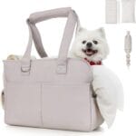 Dog Purse Carrier for Small Dogs, Soft Soft Sided Folding Dog Carriers for Small Dogs Medium Cats Puppies up to 15 Lbs, Washable Breathable Puppy Carrier for Outdoor Travel (Large Gray)