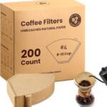 #4 Cone Coffee Filters 8-12 Cup, 200 Count Unbleached Natural Coffee Paper Filters, No Blowout, Disposable Coffee Filter for Pour Over and Drip Coffee Maker