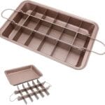 Brownie Pan with Dividers, Non-Stick Backing Pan, 18 Pre-slice All Edges, Muffin and Cupcake for Baking, Brownie Bites - 12 X 8 X 2 Inches