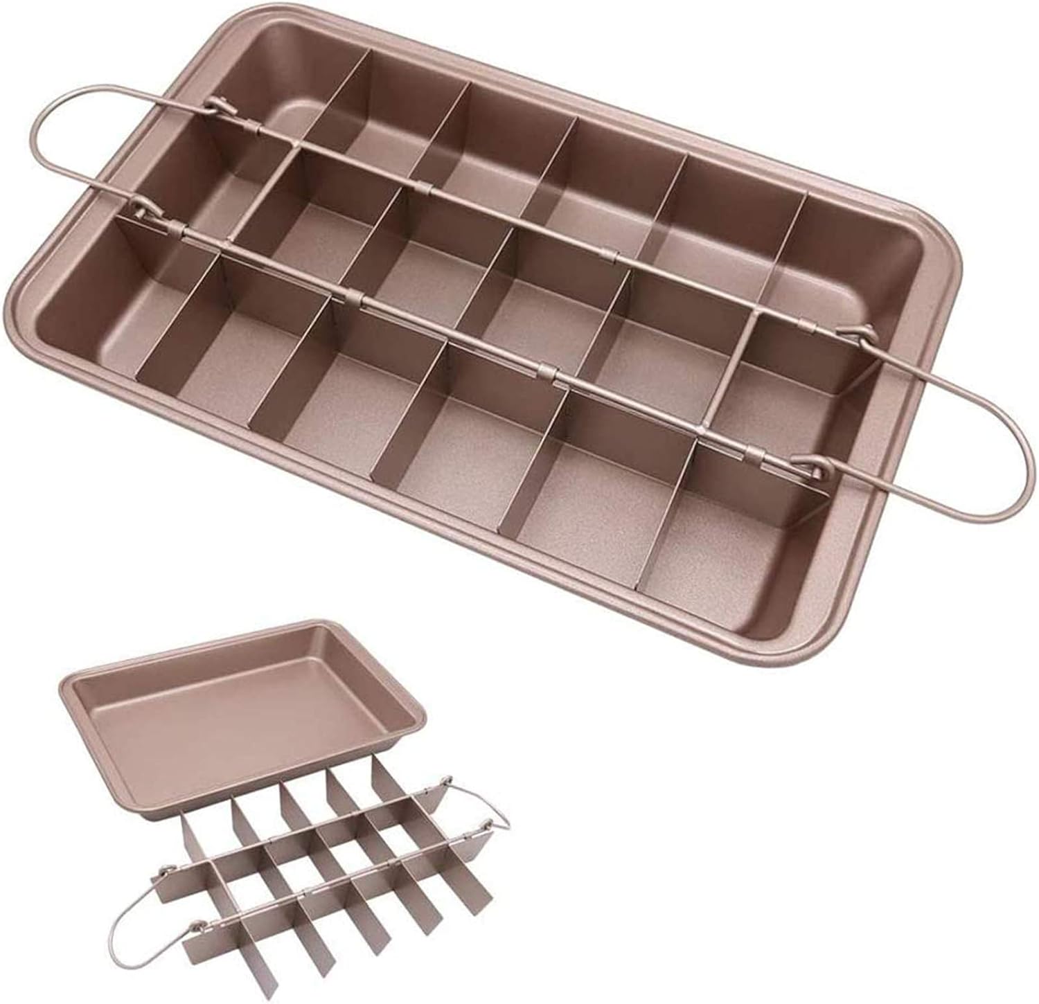 Brownie Pan With Dividers, Non Stick Backing Pan, 18 Pre Slice All Edges, Muffin And Cupcake For Baking, Brownie Bites 12 X 8 X 2 Inches Brownie Pan with Dividers, Non-Stick Backing Pan, 18 Pre-slice All Edges, Muffin and Cupcake for Baking, Brownie Bites - 12 X 8 X 2 Inches