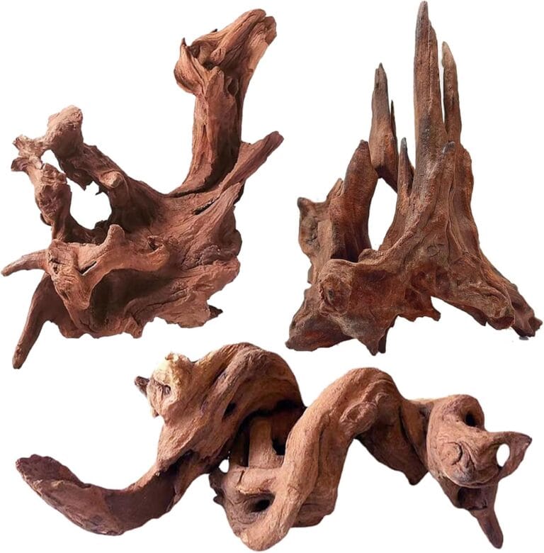 Natural Aquarium Driftwood for Fish Tanks & Reptile Terrariums  Safe Fish Tank Decorations, Unique Twisted Branches 3-Piece 7-11 Inch Low Tannin, Easy to Sink