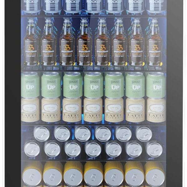 Mini Fridge 130 Can Beverage Refrigerator Cooler, 3.2 Cu.Ft Drink Fridge for Soda Wine Beer, Adjustable Temperature Control for Home Office, Black