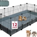12 Panels Small Animal Playpen,Pet Playpen with Waterproof Mat,C&C Cage for Guinea Pigs,Puppy Play Pen,Bunny Playpen,Indoor Outdoor Portable Metal Wire Yard Fence