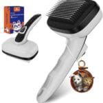 Dog Self Cleaning Slicker Brush for Shedding, Ideal for Short Long Haired Dogs, Including Cat. Removes Loose Fur, Undercoat, Mats, Tangled Hair. Suit for Large Medium Small Animal, Gray