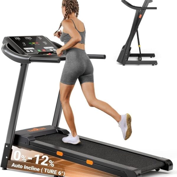 THERUN Incline Treadmill for Running and Walking, 300 lbs Weight Capacity, Wide Belt, 3.0 HP, 18" LED Screen, 2 Layers Shock-Absorbing
